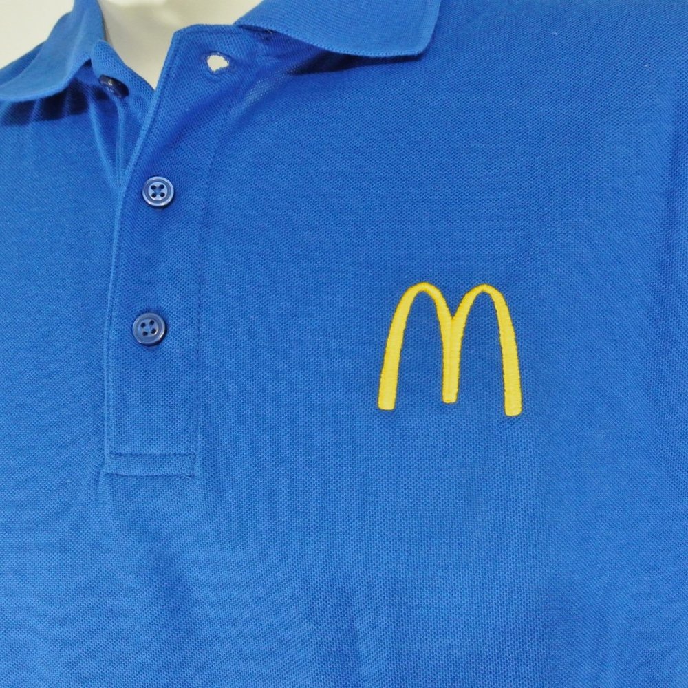 McDONALD'S Fast Food Employee Uniform Polo Shirt Blue NEW Size XL - Picture 6 of 10